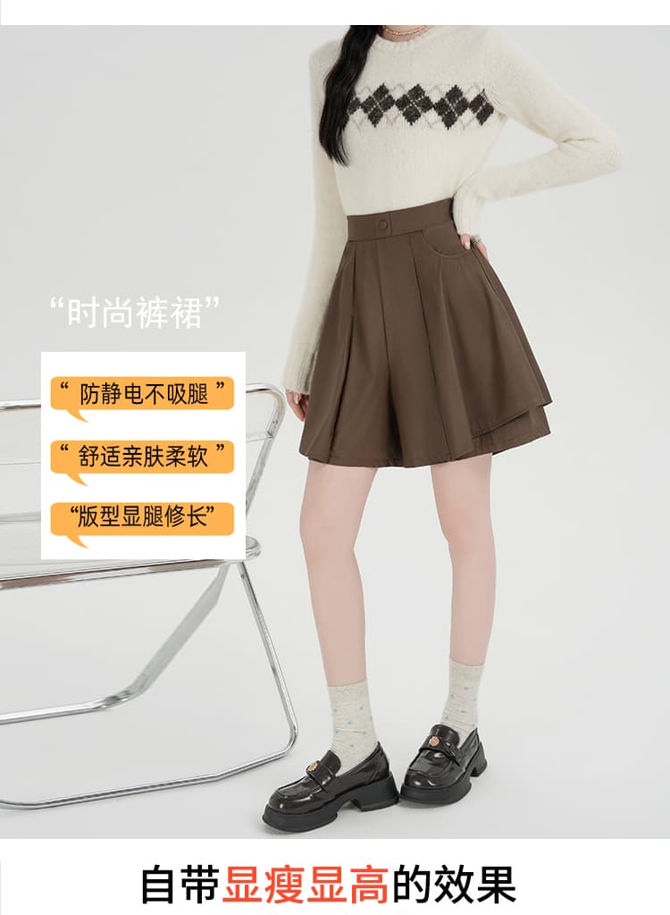 실사 가을 겨울 새로운 높은 품질 PU 가죽 바지 도루 센스 넓은 다리 캐주얼 바지 상세 이미지 5