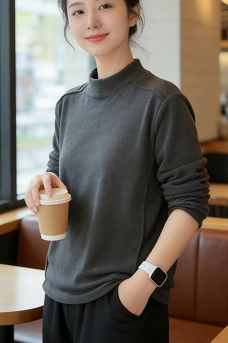 봄 드레스 새로운 슬림해 보이는 다용도 빅 사이즈 여성 의류 두꺼운 보온 양면 플리스 연삭 털 발열 De 플러시 기본 셔츠 맨위 이미지 6