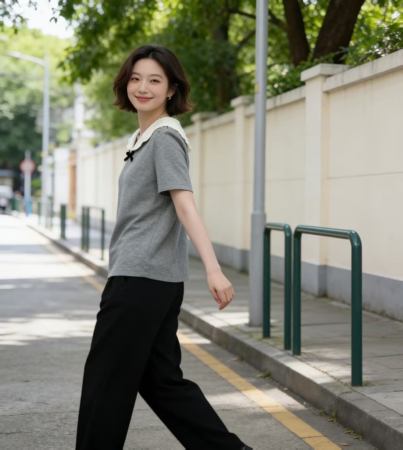 2026 여름 새로운 지방 mm 슬림해 보이는 한국 스타일 프랑스식 배색 폴로 칼라 품격 반팔 티셔츠 빅 사이즈 여성 의류 맨위 상세 이미지 7