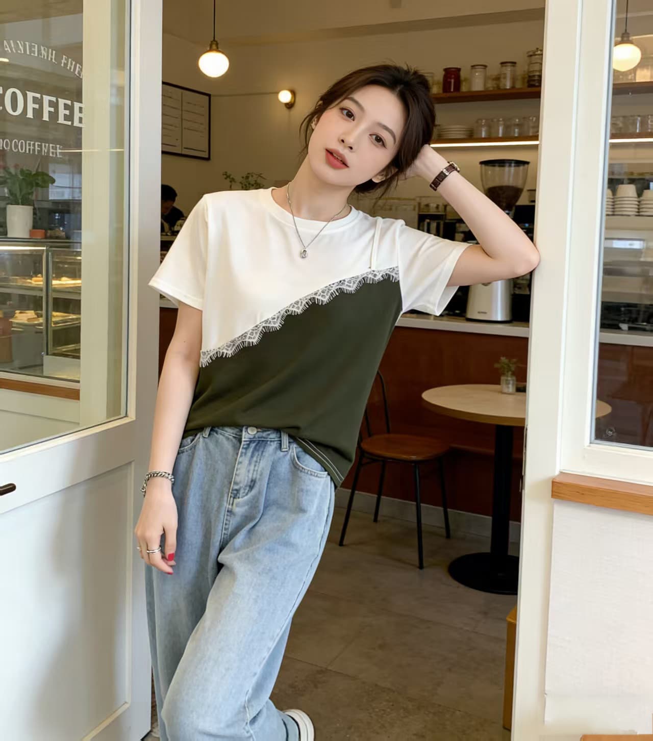 실사 2026 여름 드레스 새로운 지방 mm 개성 패치워크 페이크 레이어드 반팔 티셔츠 빅 사이즈 여성 의류 루즈핏 슬림해 보이는 트렌디 상세 이미지 6