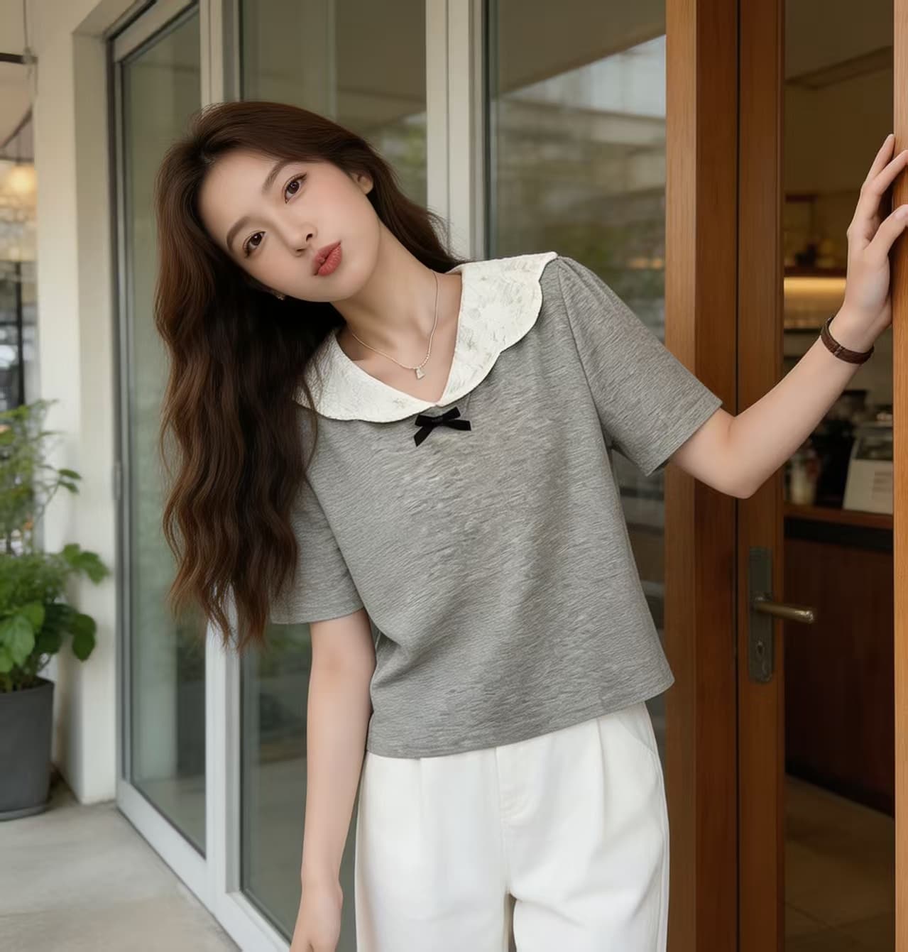 2026 여름 새로운 지방 mm 슬림해 보이는 한국 스타일 프랑스식 배색 폴로 칼라 품격 반팔 티셔츠 빅 사이즈 여성 의류 맨위 이미지 3