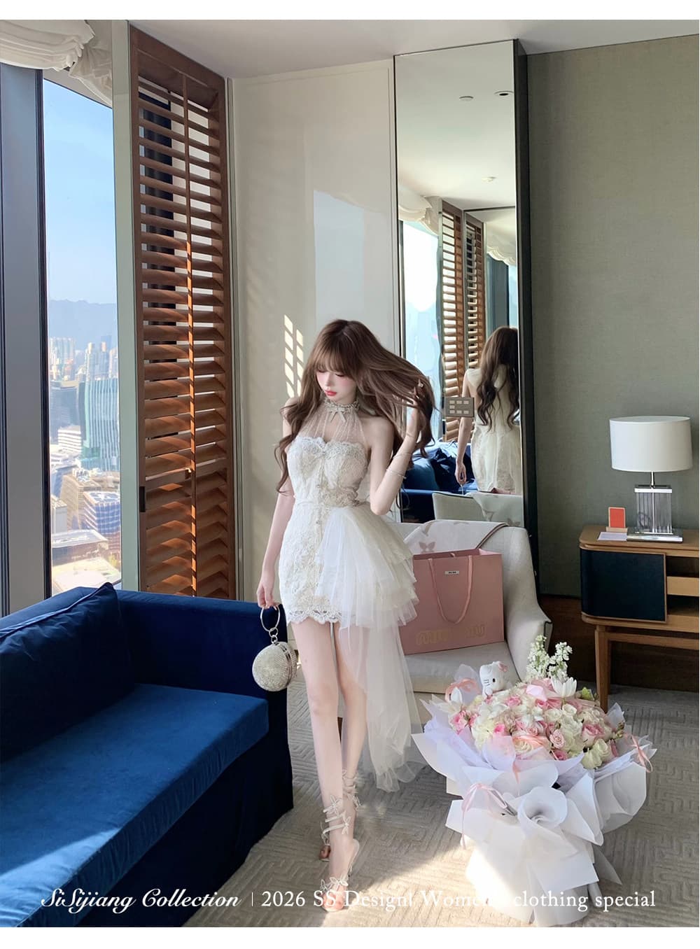 sisi jiang 천 골드 돌아 가기 프랑스식 레트로 레이스 레이스 몸매 가꾸기 허리 수축 타이트 스커트 끌기 꼬리 드레스 상세 이미지 16
