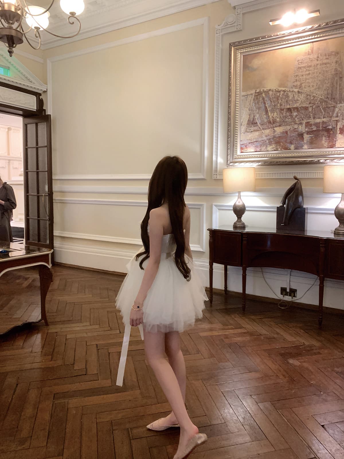 lin boutique 백조 왈츠 무거운 작업 망사 패치워크 예복 치마 여성 드레스 리본 상세 이미지 40