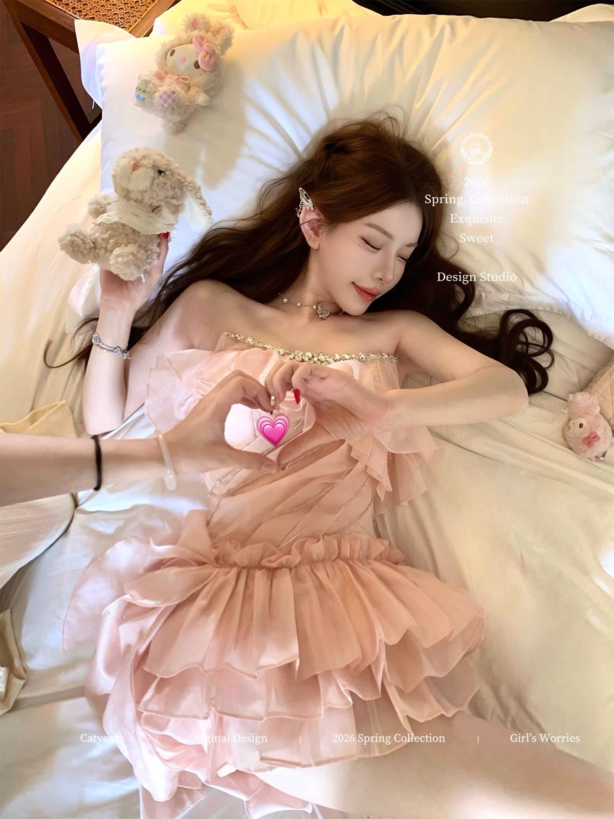 catyears 고양이 년 Madou 수식 유럽 오간자 계단식 프릴 다이아몬드 세팅 튜브탑 케이크 드레스 여성 드레스 상세 이미지 44