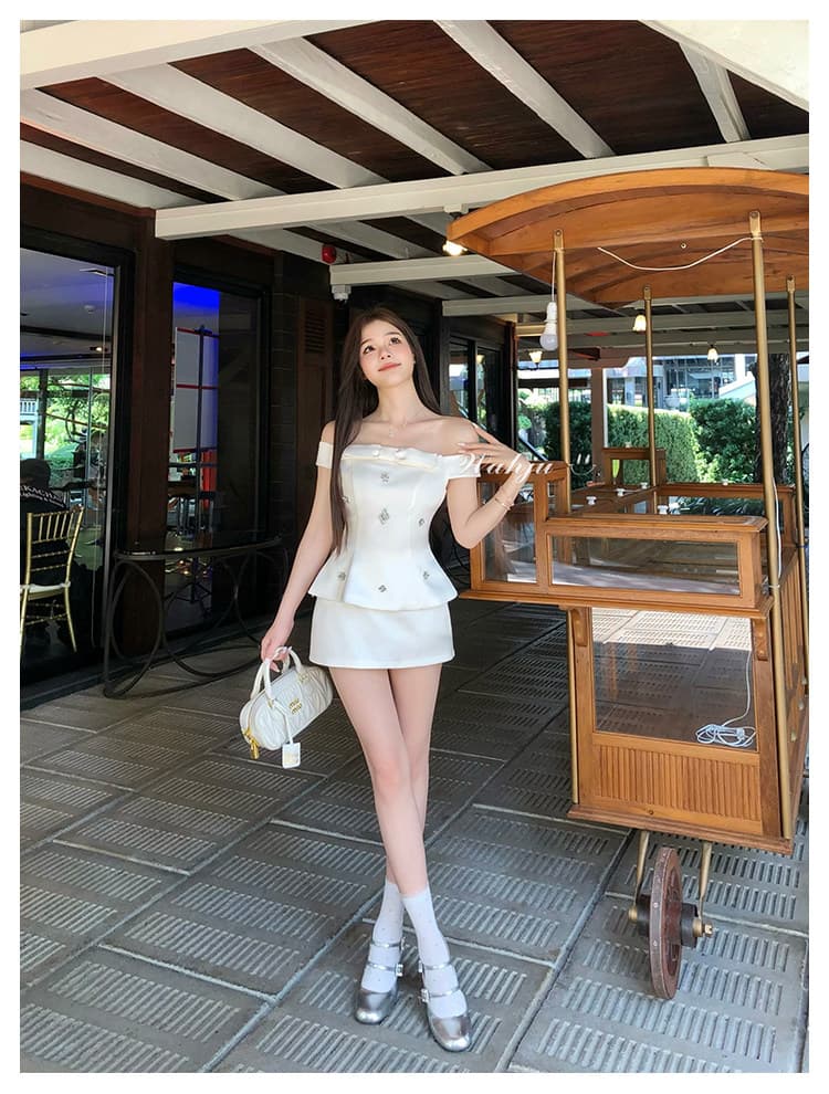 회화 솔루션 wahju 별 비밀 오프숄더 나비 매듭 꽃 꾸밈음 디자인 허리 수축 슬림해 보이는 드레스 봄 상세 이미지 25