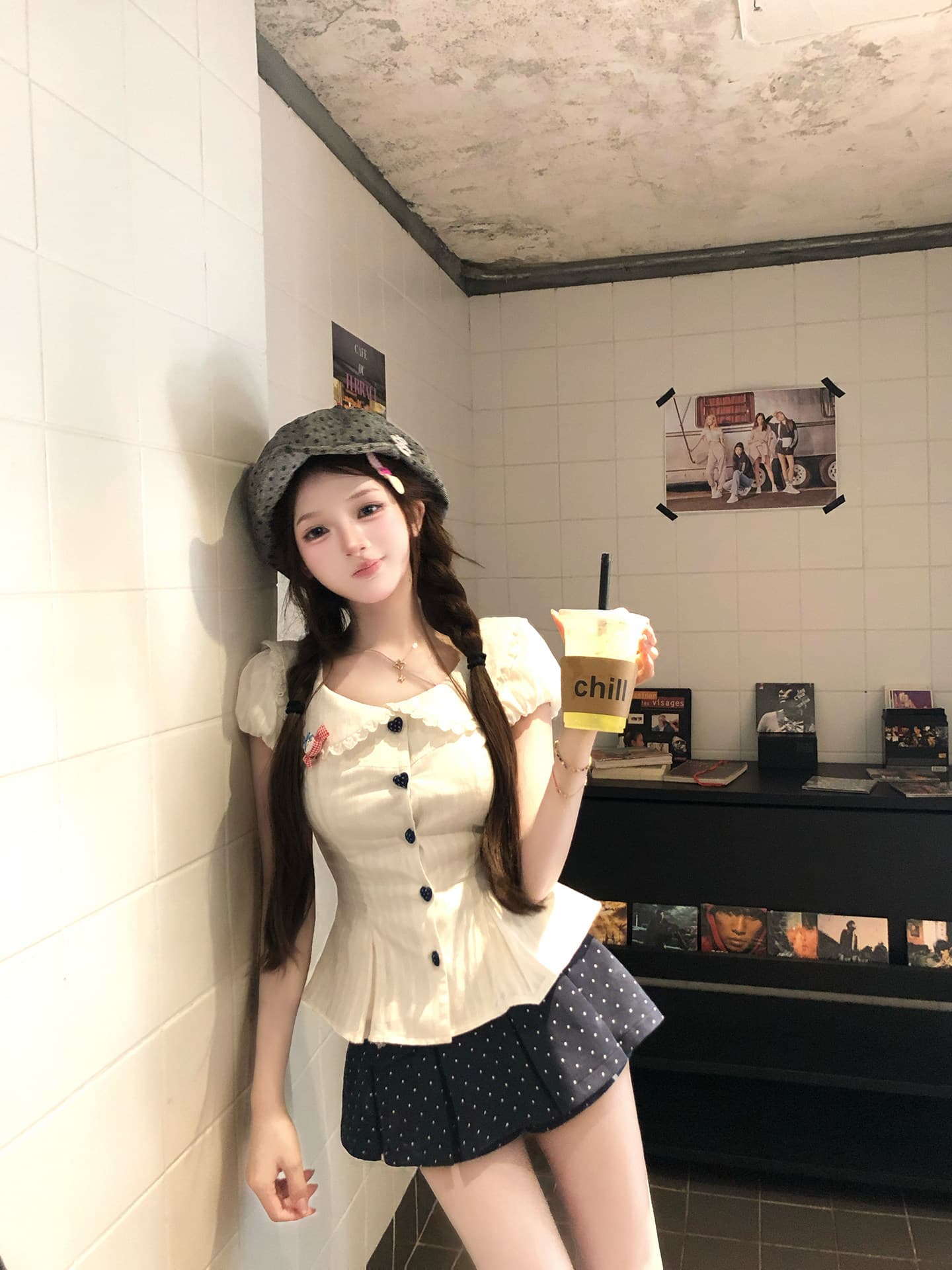 루이 茜 바다 소금 우유 표지 봄 여름 순수한 욕망 핫걸 바람 반팔 셔츠 맨위 치마 r66582-1h 상세 이미지 6