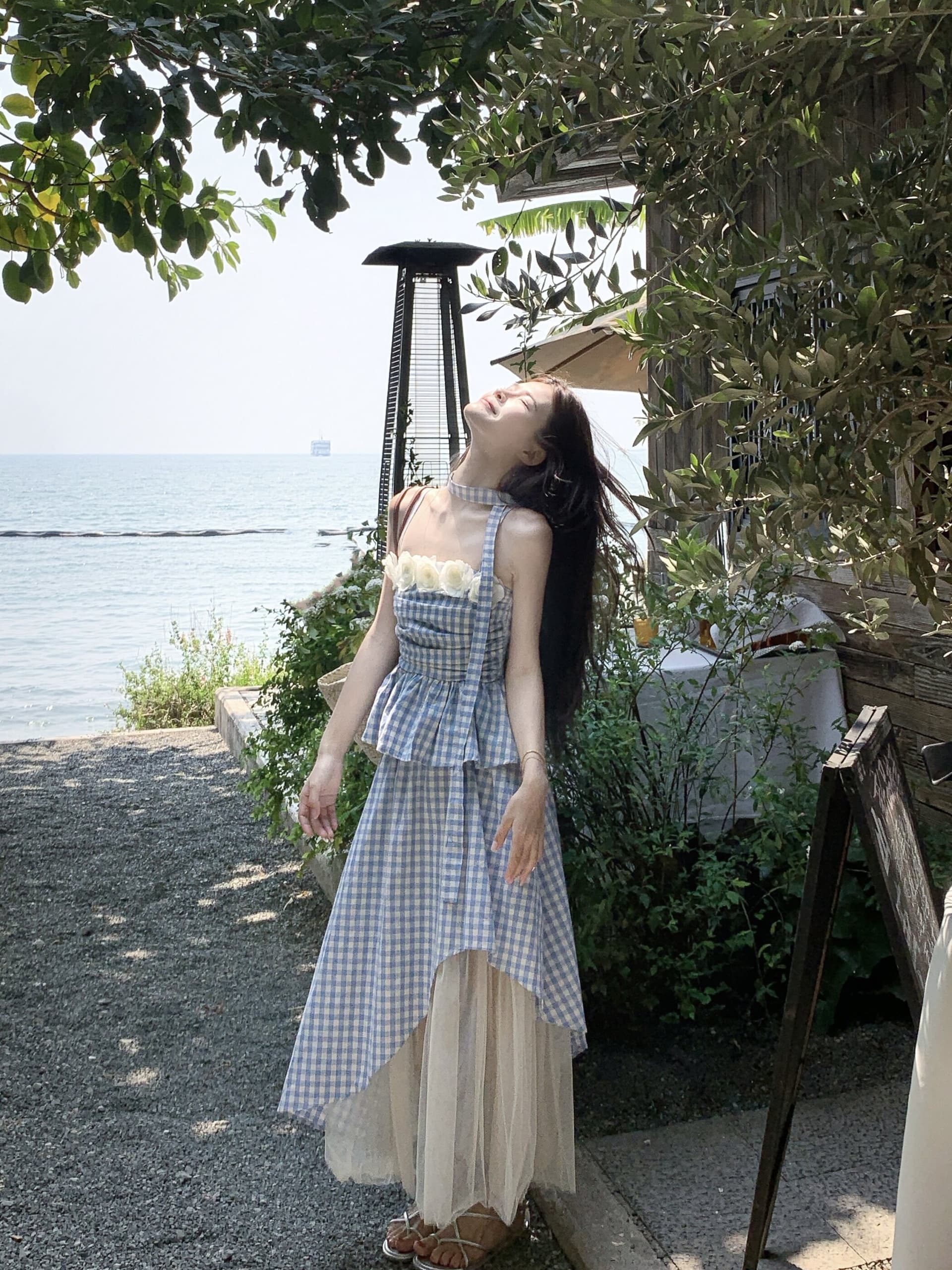 도파민 파란색 슬립 여성 드레스 여름 2026 새로운 아름다운 착용 가져 가라. 해변가 휴가 길다 치마 세트 상세 이미지 16