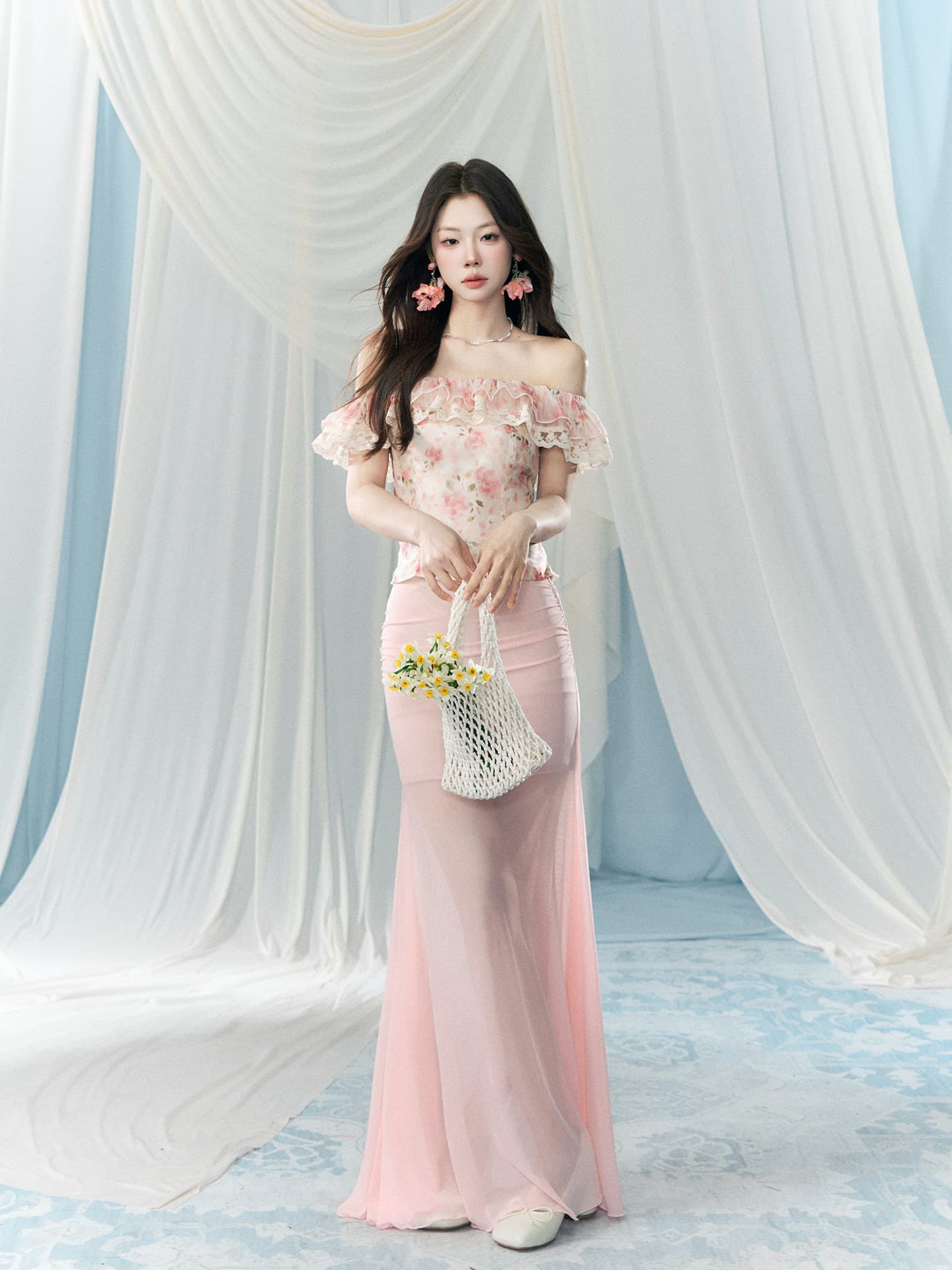 하나 오노 라스베리 핑크색 망사 한 마디 반신 스커트 여성 2026 년 봄 여름 새로운 하이웨이스트 슬림해 보이는 타이트 스커트 상세 이미지 20