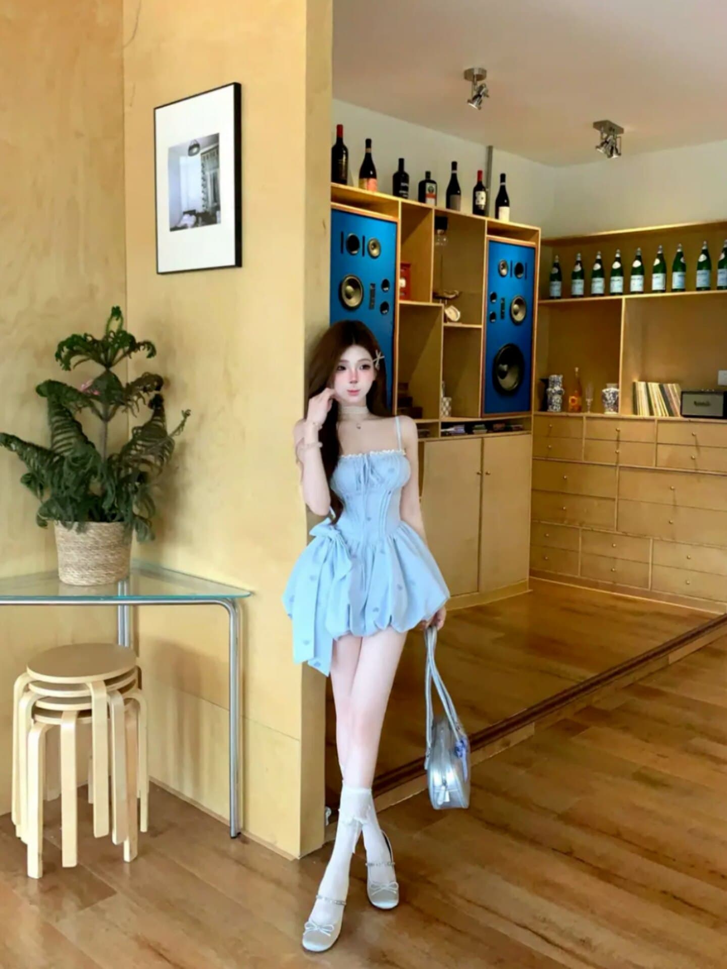 순수한 욕망 바람 달콤함 미니 스커트 여름 허리 수축 슬림해 보이는 디자인 센스 레이스 조각 나비 매듭 꽃밭 여성 드레스 상세 이미지 5
