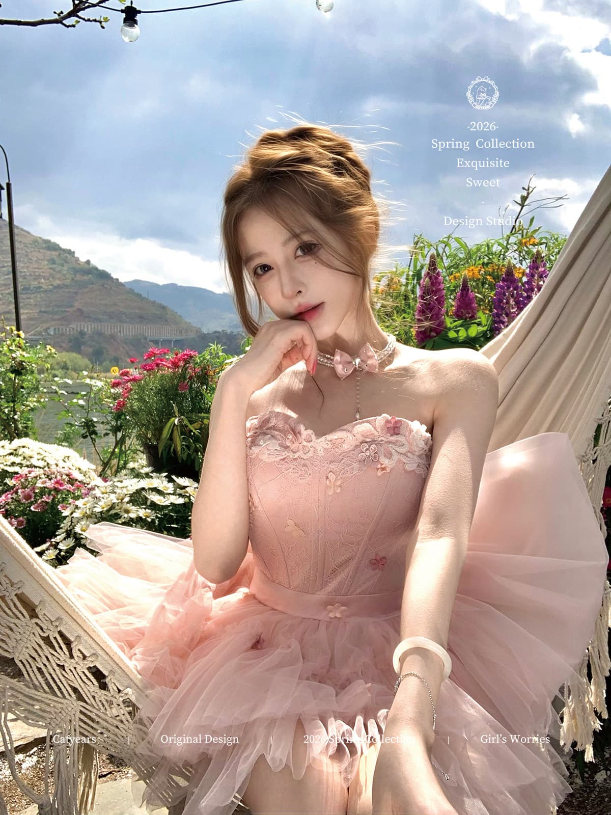 catyears 고양이 년 유화 천사 맞춤 3 차원 레이스 스팽글 망사 퍼프 스커트 패치워크 여성 드레스 상세 이미지 5