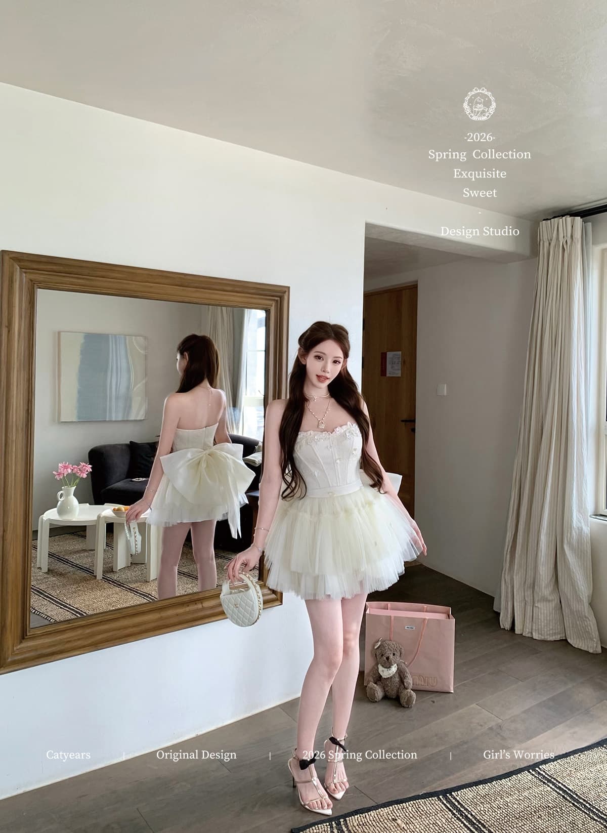 catyears 고양이 년 유화 천사 맞춤 3 차원 레이스 스팽글 망사 퍼프 스커트 패치워크 여성 드레스 상세 이미지 26