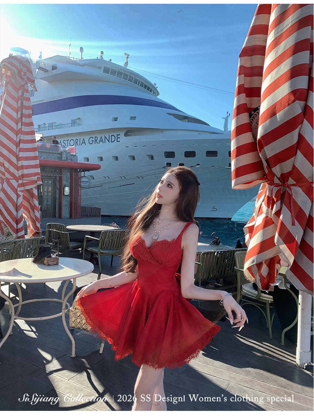 sisi jiang 레이스 향기로운 노래 프랑스식 천 골드 레이스 레이스 꼬집기 허리 슬림해 보이는 슬립 드레스 공주 드레스 상세 이미지 32