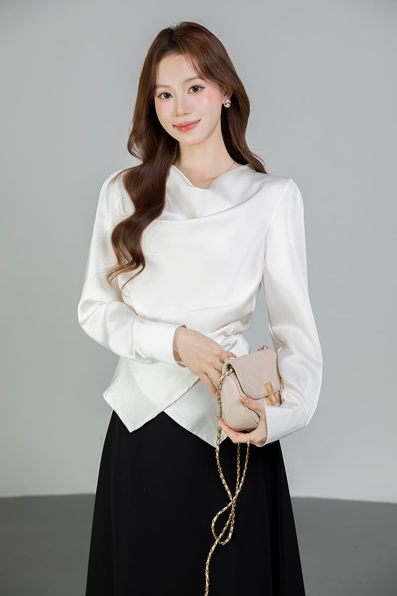 있음 선적 실사 2026 가을 새로운 다용도 라운드 넥 긴팔 셔츠 여성 셔츠 이미지 7