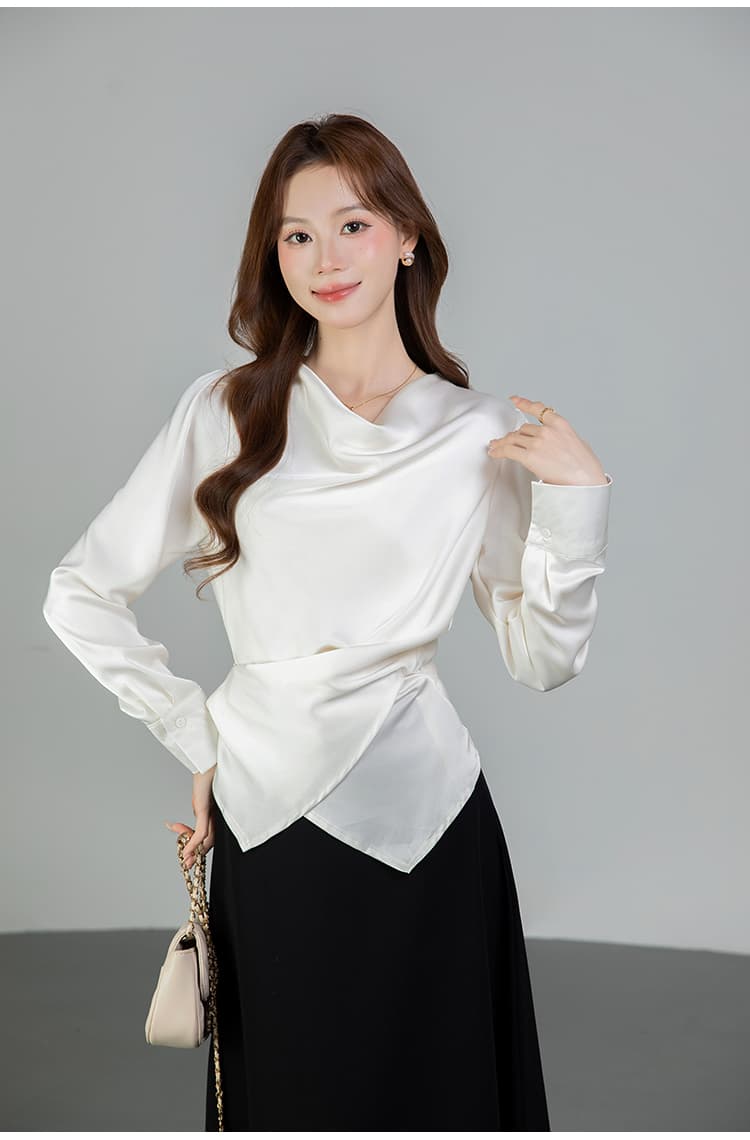 있음 선적 실사 2026 가을 새로운 다용도 라운드 넥 긴팔 셔츠 여성 셔츠 상세 이미지 9