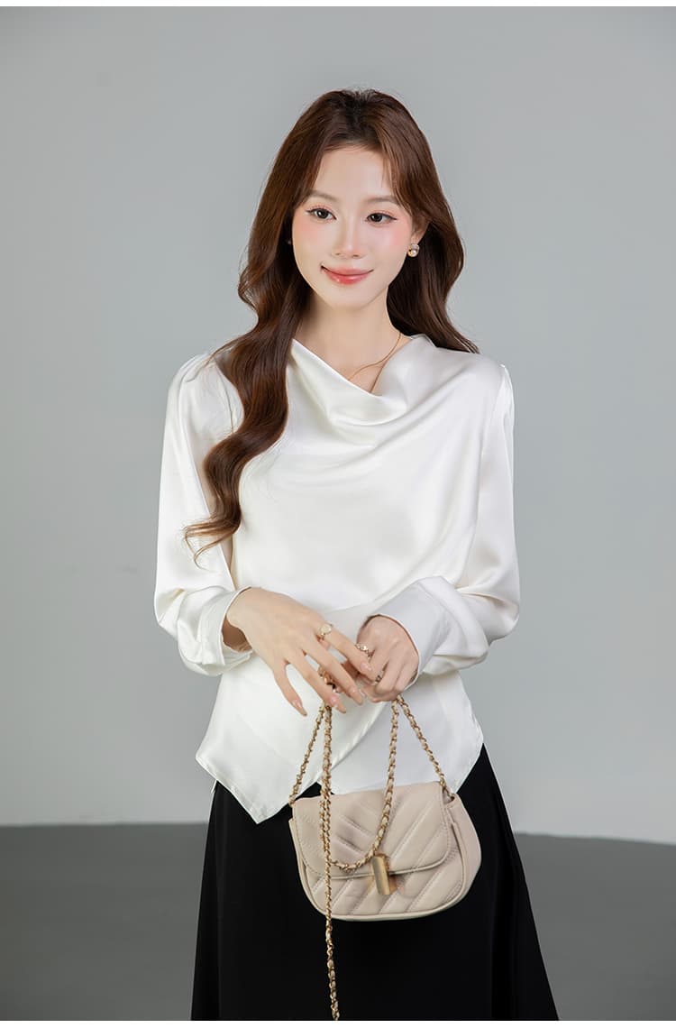 있음 선적 실사 2026 가을 새로운 다용도 라운드 넥 긴팔 셔츠 여성 셔츠 상세 이미지 10