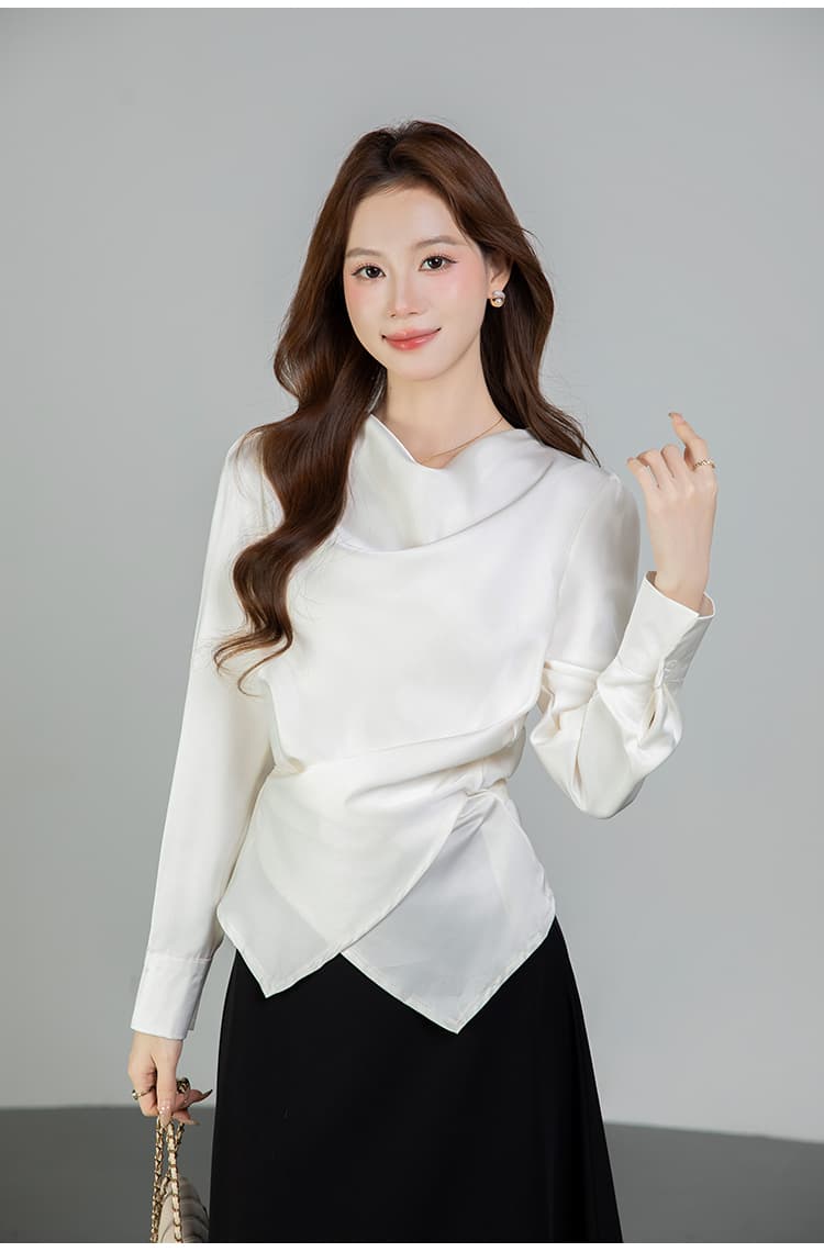 있음 선적 실사 2026 가을 새로운 다용도 라운드 넥 긴팔 셔츠 여성 셔츠 상세 이미지 15
