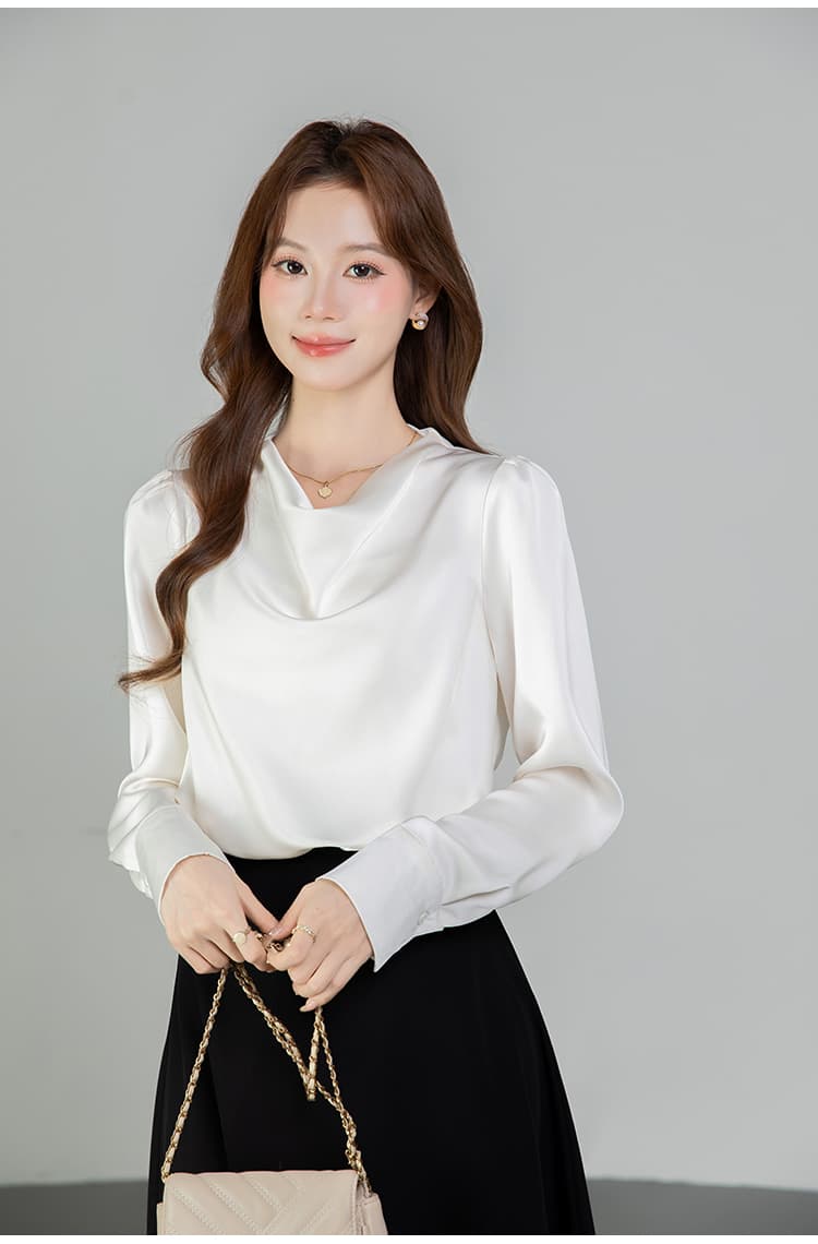 있음 선적 실사 2026 가을 새로운 다용도 라운드 넥 긴팔 셔츠 여성 셔츠 상세 이미지 21
