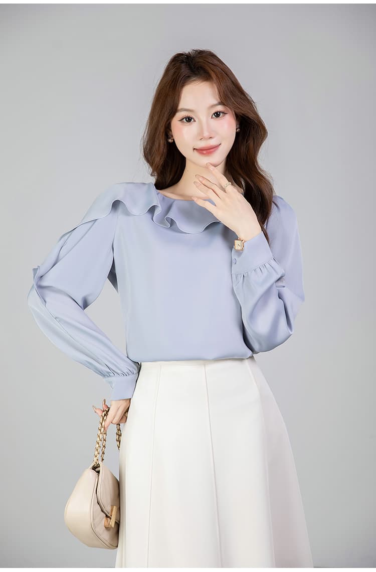 있음 선적 실사 2026 가을 새로운 다용도 프릴 비즈 박기 긴팔 셔츠 여성 셔츠 가을 상세 이미지 9