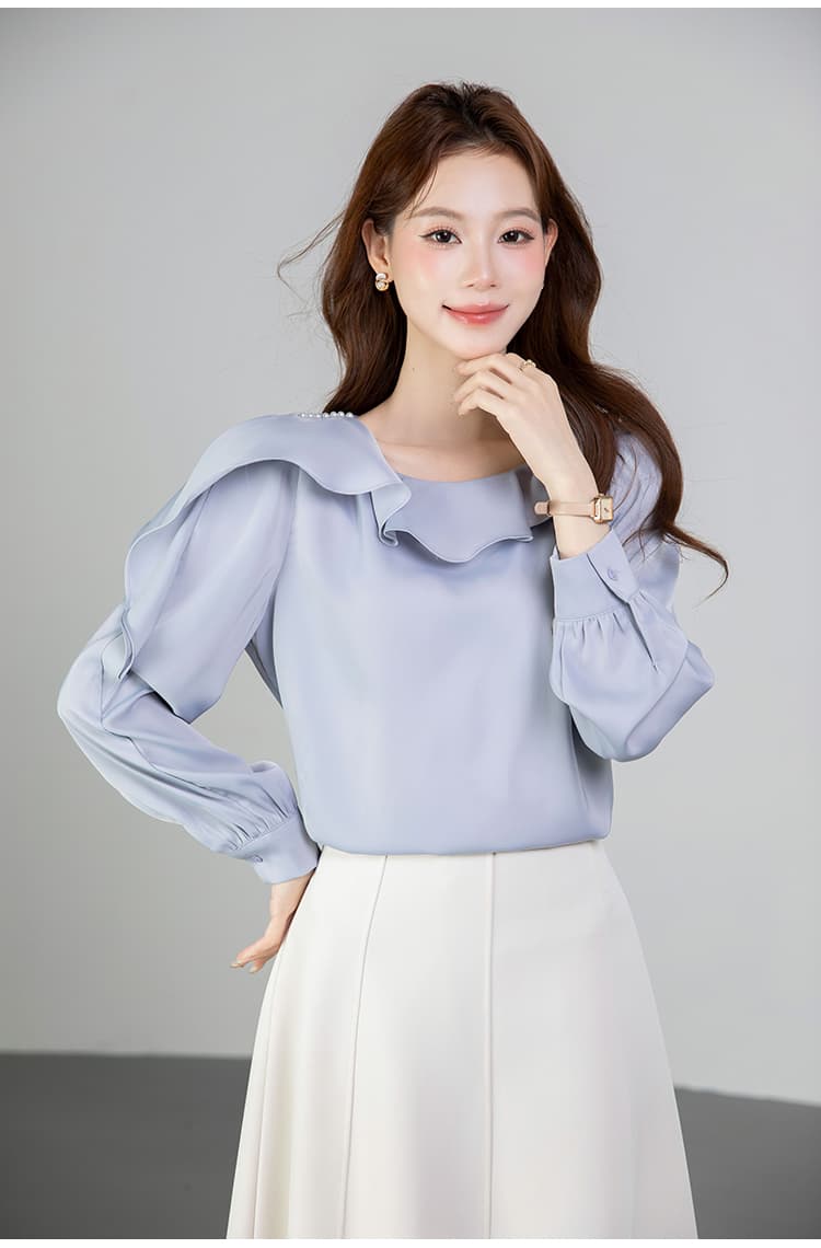 있음 선적 실사 2026 가을 새로운 다용도 프릴 비즈 박기 긴팔 셔츠 여성 셔츠 가을 상세 이미지 10