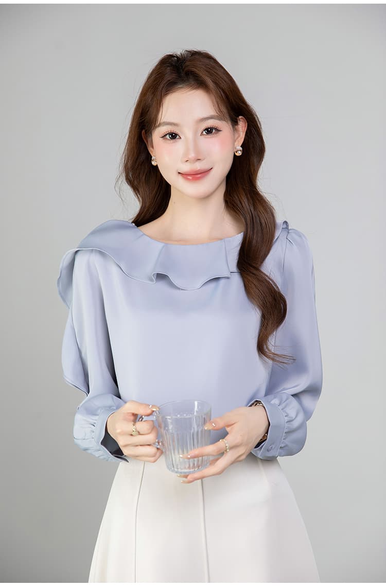 있음 선적 실사 2026 가을 새로운 다용도 프릴 비즈 박기 긴팔 셔츠 여성 셔츠 가을 상세 이미지 14