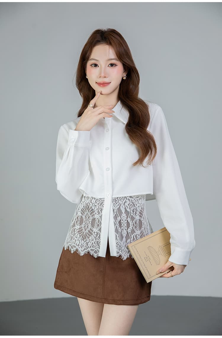 있음 선적 실사 2026 가을 새로운 다용도 레이스 조각 긴팔 셔츠 여성 셔츠 가을 상세 이미지 14