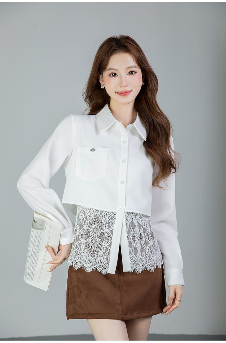 있음 선적 실사 2026 가을 새로운 다용도 레이스 조각 긴팔 셔츠 여성 셔츠 가을 상세 이미지 16