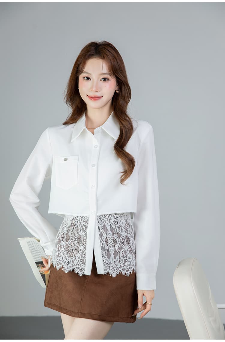 있음 선적 실사 2026 가을 새로운 다용도 레이스 조각 긴팔 셔츠 여성 셔츠 가을 상세 이미지 21