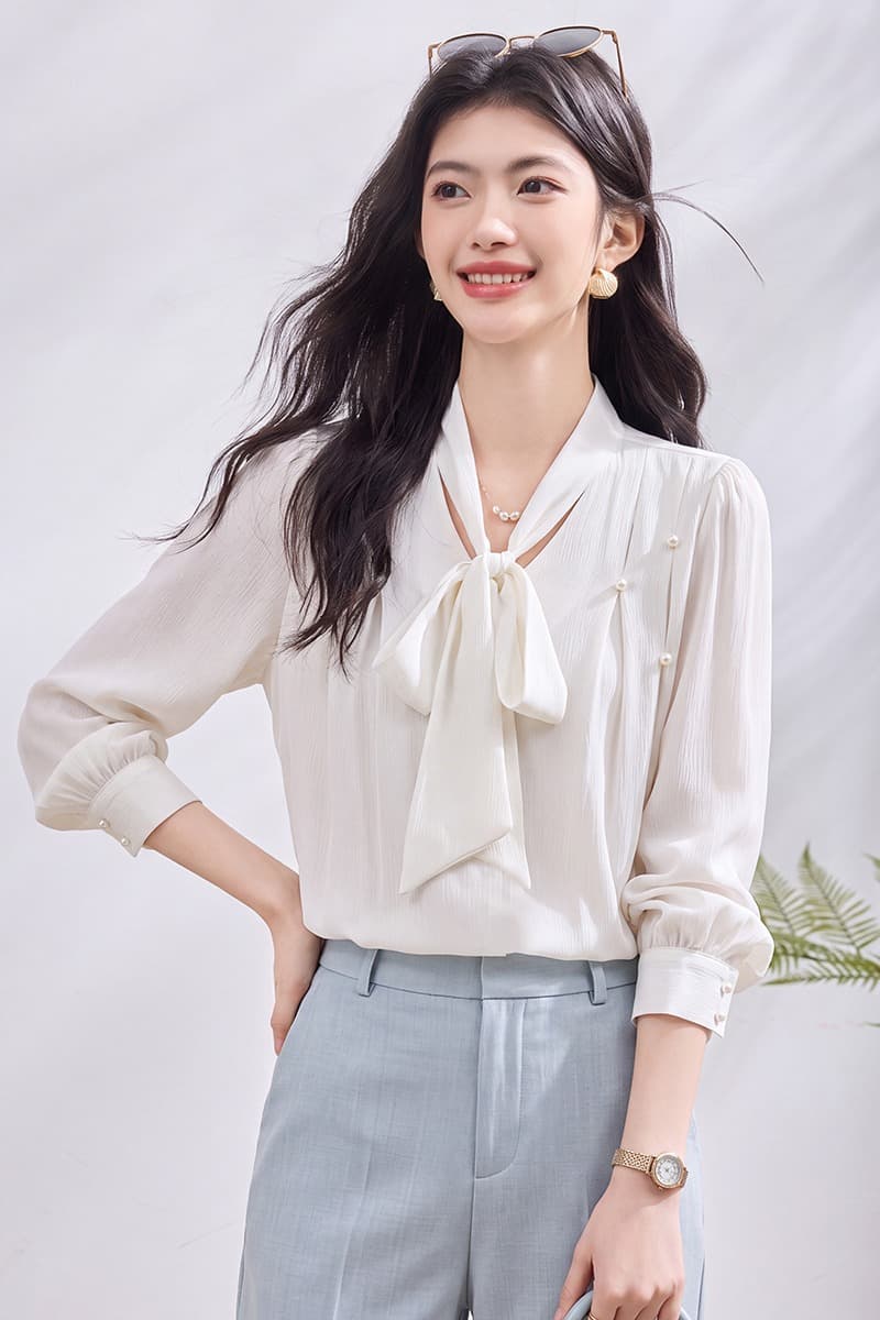 있음 선적 실사 2026 가을 새로운 한국 스타일 다용도 긴팔 흰 셔츠 여성 셔츠 가을 이미지 7