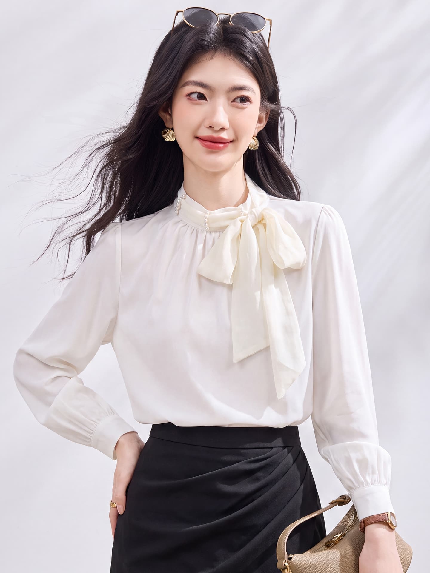 있음 선적 실사 2026 가을 새로운 한국 스타일 다용도 긴팔 캐주얼 셔츠 여성 셔츠 가을