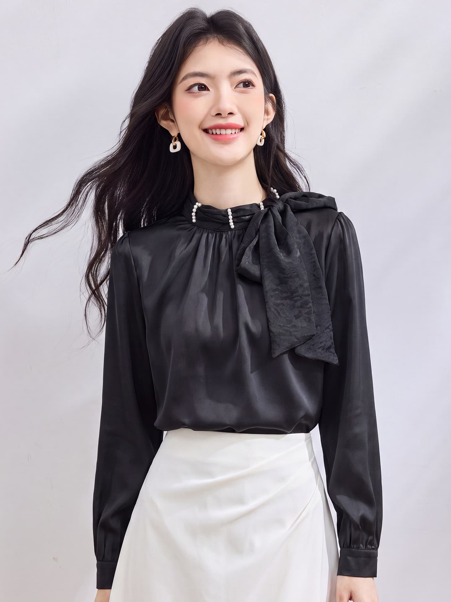 있음 선적 실사 2026 가을 새로운 한국 스타일 다용도 긴팔 캐주얼 셔츠 여성 셔츠 가을 이미지 4