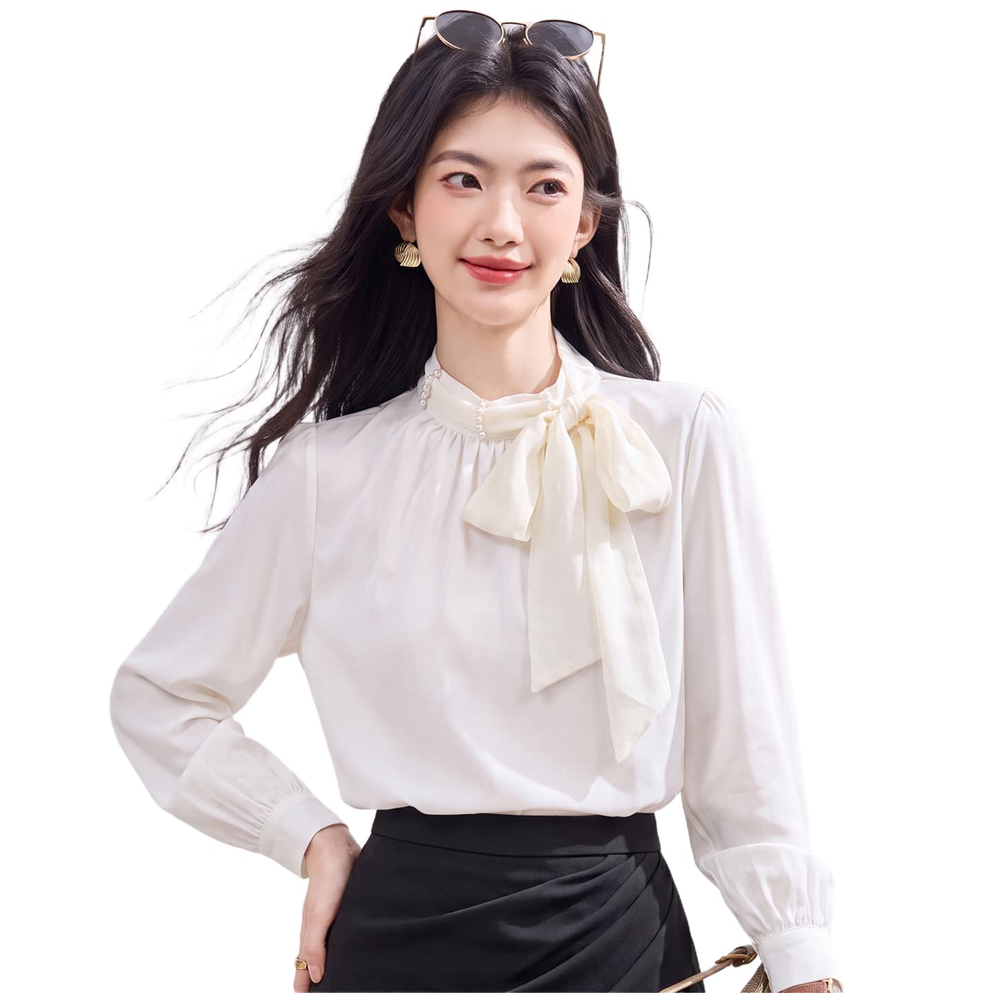 있음 선적 실사 2026 가을 새로운 한국 스타일 다용도 긴팔 캐주얼 셔츠 여성 셔츠 가을 이미지 5
