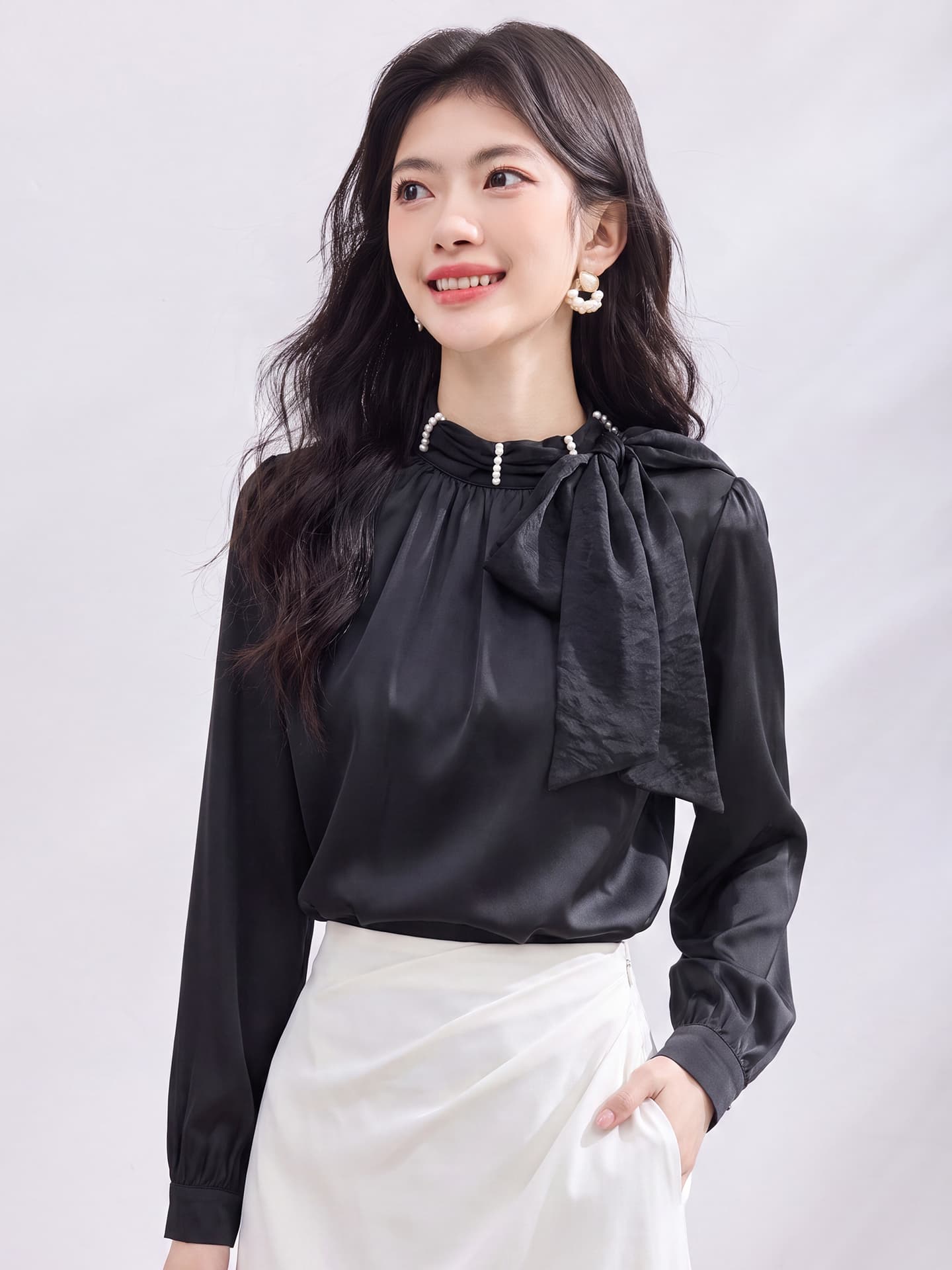 있음 선적 실사 2026 가을 새로운 한국 스타일 다용도 긴팔 캐주얼 셔츠 여성 셔츠 가을 이미지 2