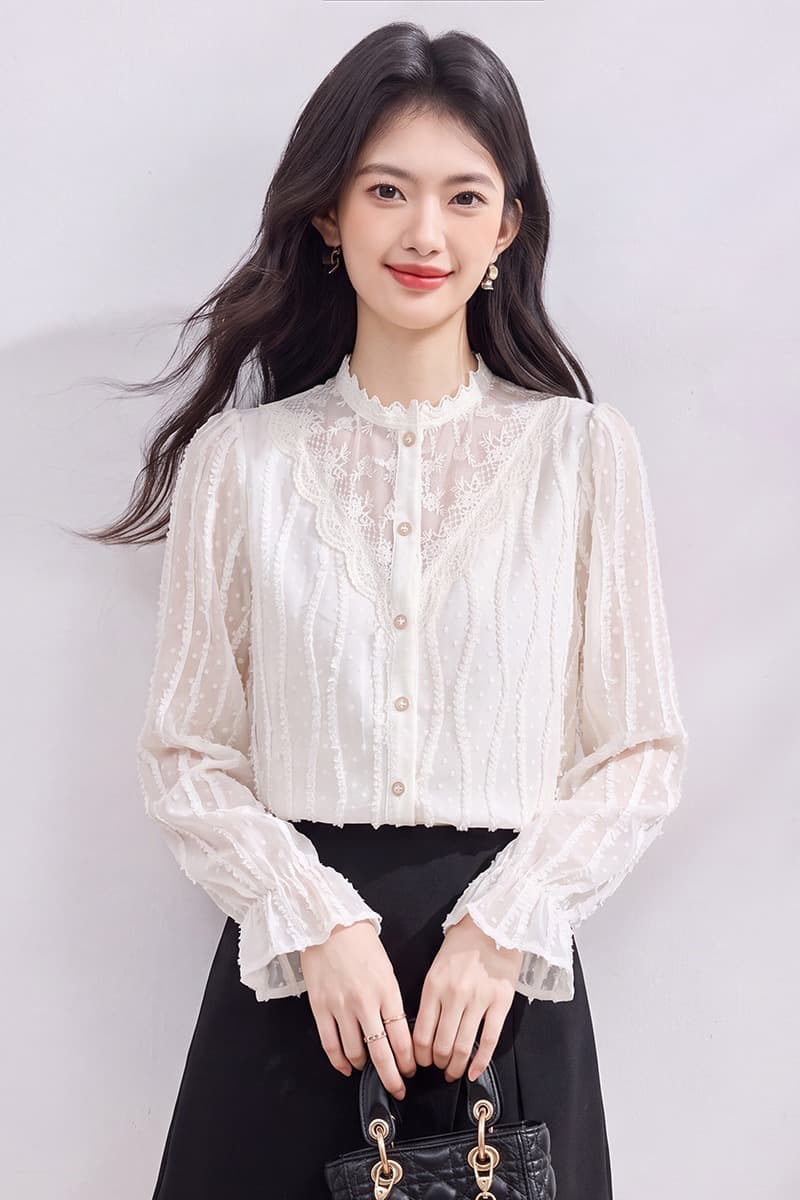 있음 선적 실사 2026 가을 새로운 한국 스타일 다용도 긴팔 캐주얼 셔츠 여성 셔츠 이미지 6