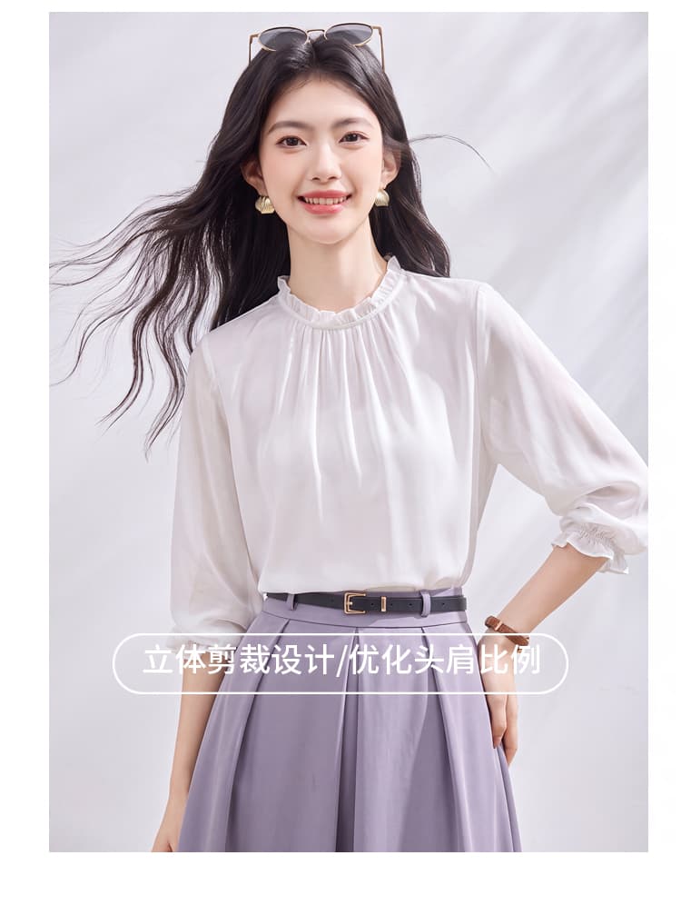있음 선적 실사 2026 가을 새로운 한국 스타일 다용도 긴팔 캐주얼 흰 셔츠 여성 셔츠 상세 이미지 8