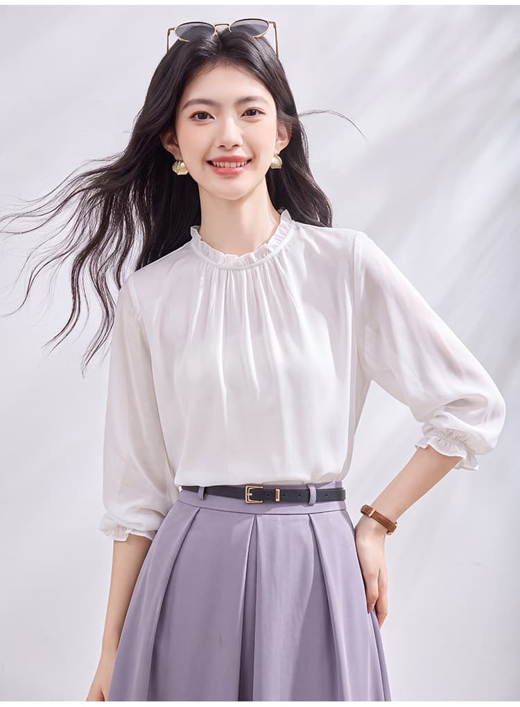 있음 선적 실사 2026 가을 새로운 한국 스타일 다용도 긴팔 캐주얼 흰 셔츠 여성 셔츠 상세 이미지 18