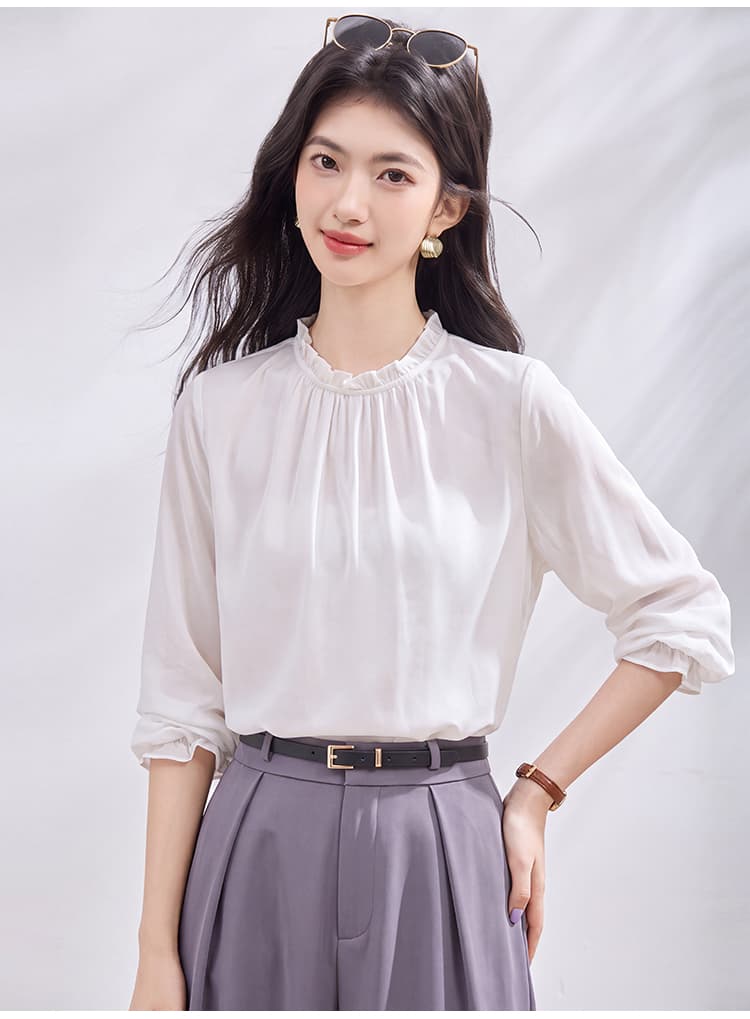 있음 선적 실사 2026 가을 새로운 한국 스타일 다용도 긴팔 캐주얼 흰 셔츠 여성 셔츠 상세 이미지 23