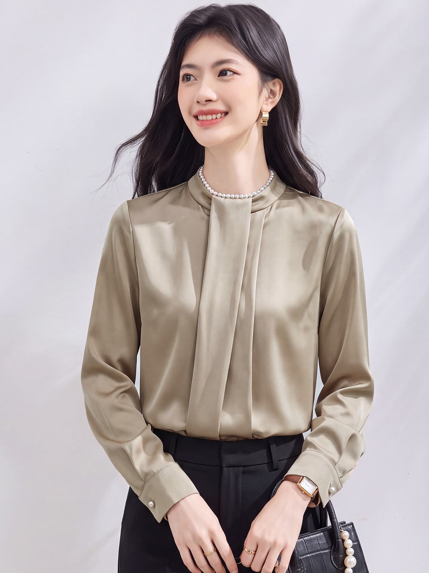 있음 선적 실사 2026 가을 새로운 한국 스타일 다용도 긴팔 캐주얼 셔츠 여성 셔츠 이미지 3