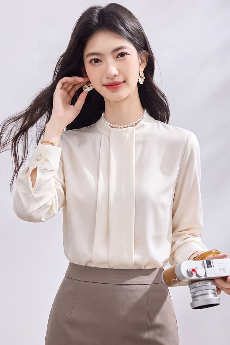 있음 선적 실사 2026 가을 새로운 한국 스타일 다용도 긴팔 캐주얼 셔츠 여성 셔츠 이미지 6