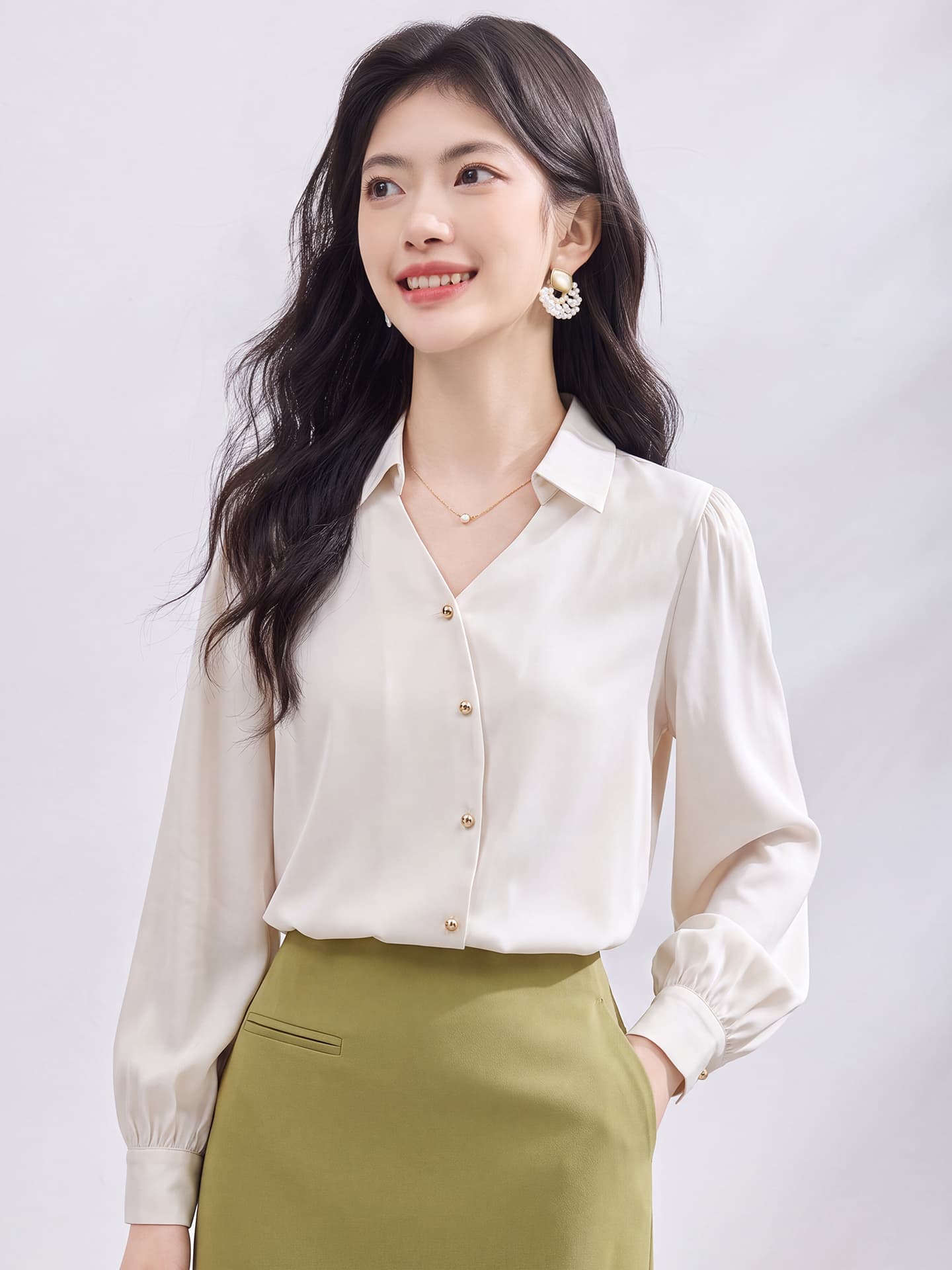 있음 선적 실사 2026 가을 새로운 한국 스타일 다용도 긴팔 캐주얼 셔츠 여성 셔츠