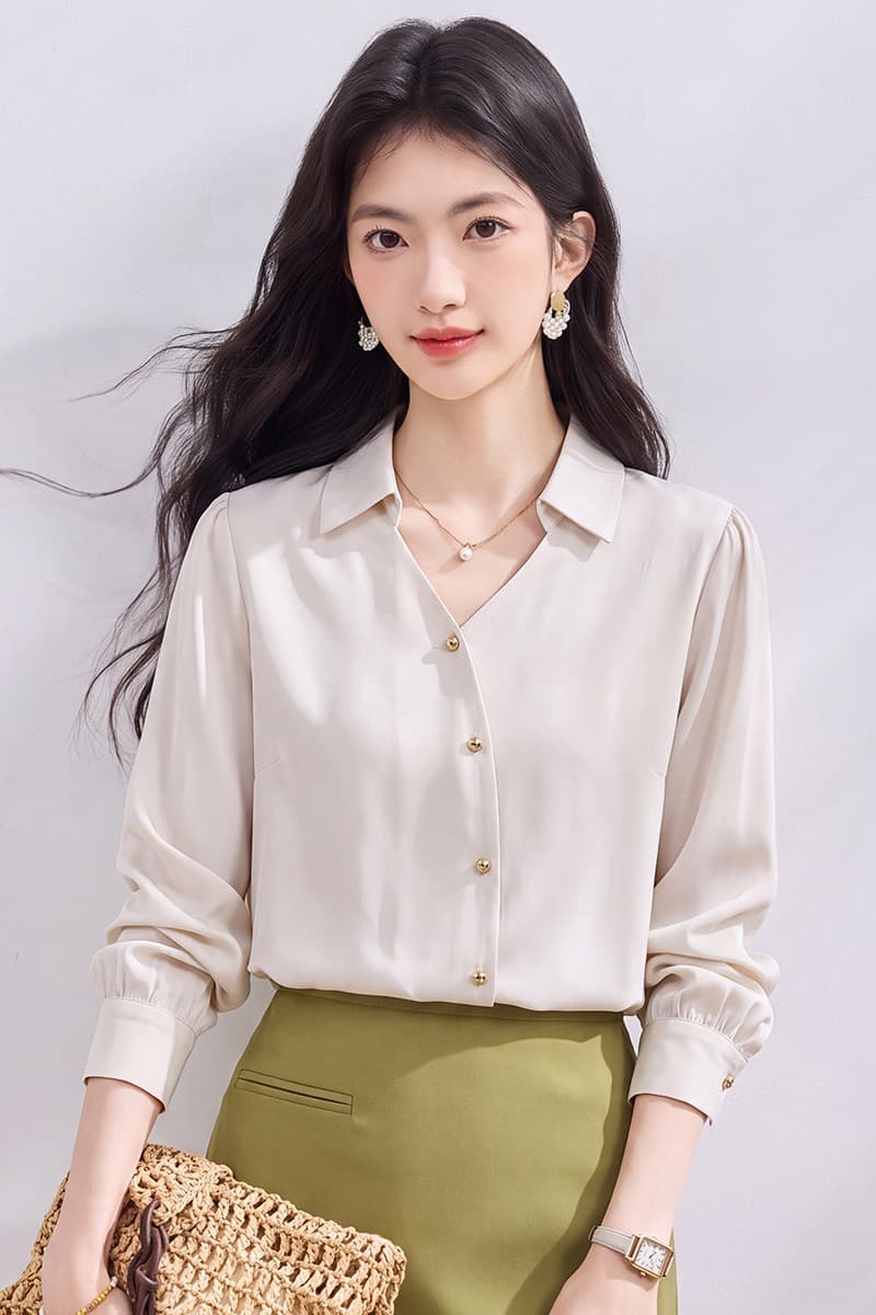 있음 선적 실사 2026 가을 새로운 한국 스타일 다용도 긴팔 캐주얼 셔츠 여성 셔츠 이미지 6
