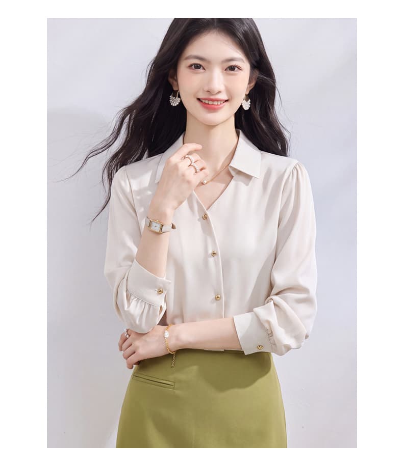 있음 선적 실사 2026 가을 새로운 한국 스타일 다용도 긴팔 캐주얼 셔츠 여성 셔츠 상세 이미지 4