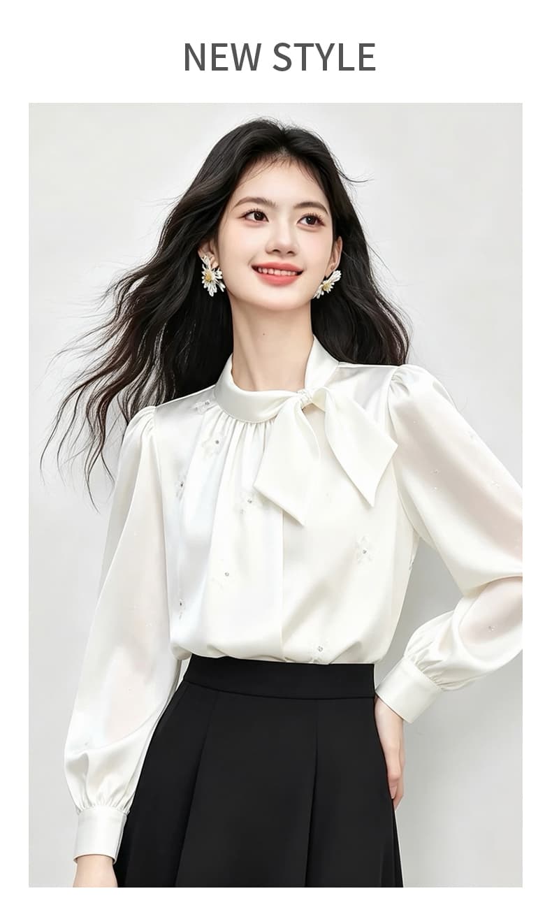 있음 선적 실사 2026 가을 새로운 한국 스타일 다용도 긴팔 캐주얼 흰 셔츠 여성 셔츠 상세 이미지 1