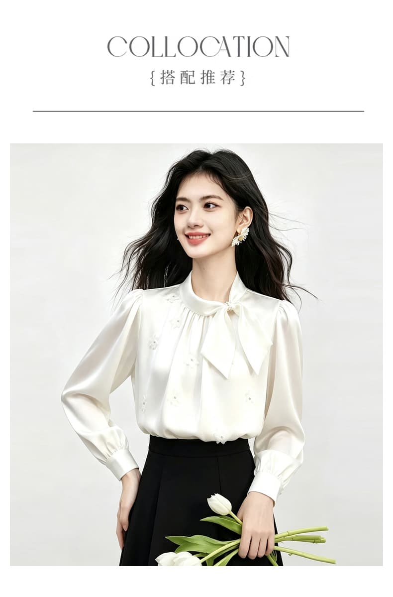 있음 선적 실사 2026 가을 새로운 한국 스타일 다용도 긴팔 캐주얼 흰 셔츠 여성 셔츠 상세 이미지 5