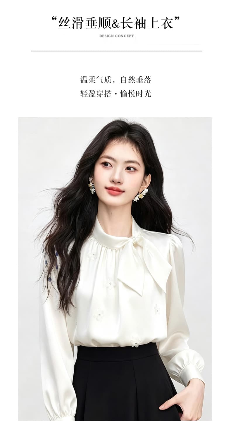 있음 선적 실사 2026 가을 새로운 한국 스타일 다용도 긴팔 캐주얼 흰 셔츠 여성 셔츠 상세 이미지 8