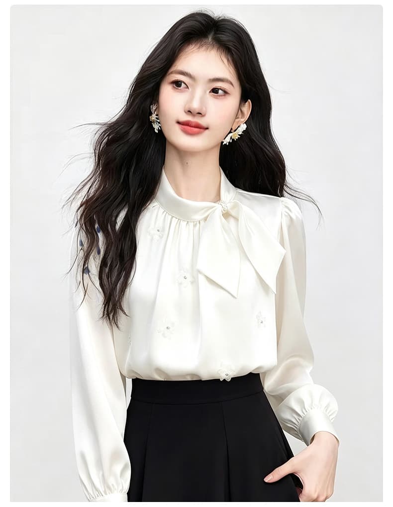 있음 선적 실사 2026 가을 새로운 한국 스타일 다용도 긴팔 캐주얼 흰 셔츠 여성 셔츠 상세 이미지 16