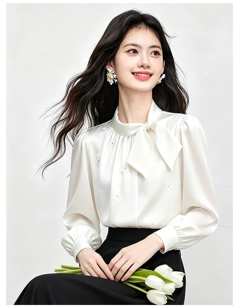 있음 선적 실사 2026 가을 새로운 한국 스타일 다용도 긴팔 캐주얼 흰 셔츠 여성 셔츠 상세 이미지 18