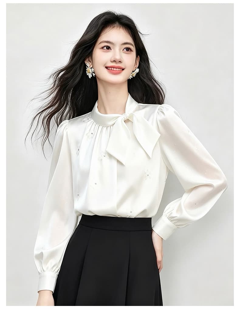 있음 선적 실사 2026 가을 새로운 한국 스타일 다용도 긴팔 캐주얼 흰 셔츠 여성 셔츠 상세 이미지 21