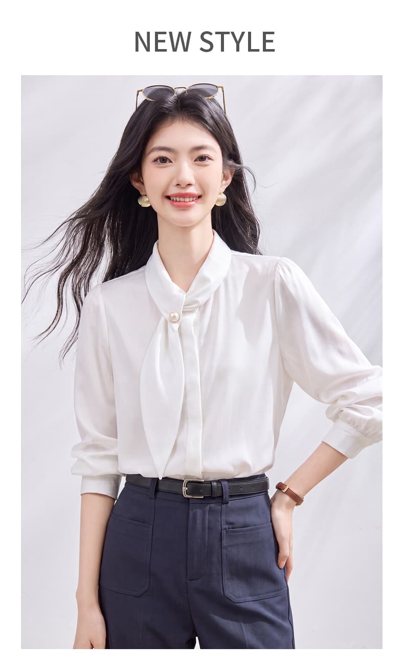 있음 선적 실사 2026 가을 새로운 한국 스타일 다용도 긴팔 캐주얼 흰 셔츠 여성 셔츠 상세 이미지 1