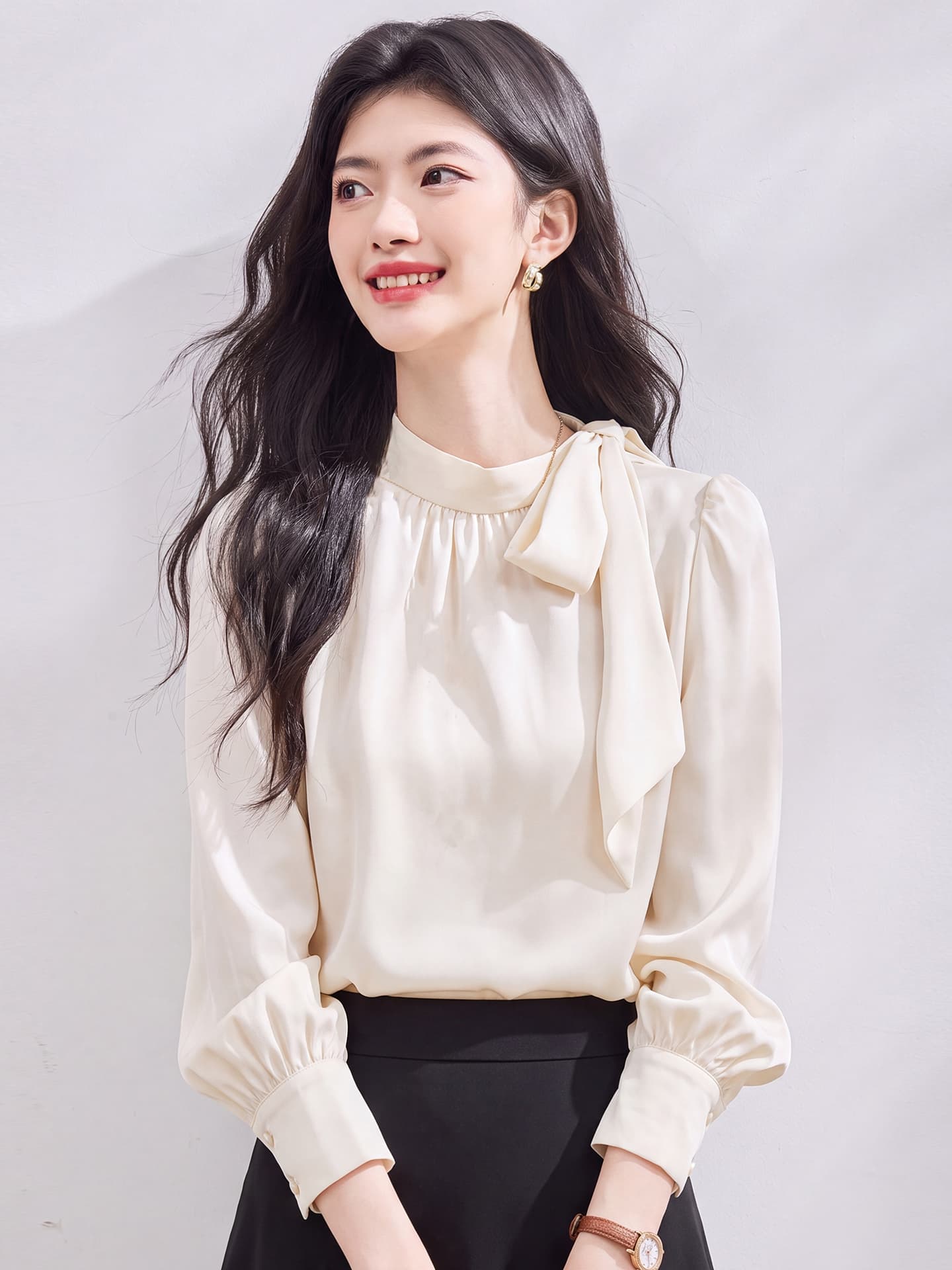 있음 선적 실사 2026 가을 새로운 한국 스타일 다용도 긴팔 캐주얼 셔츠 여성 셔츠