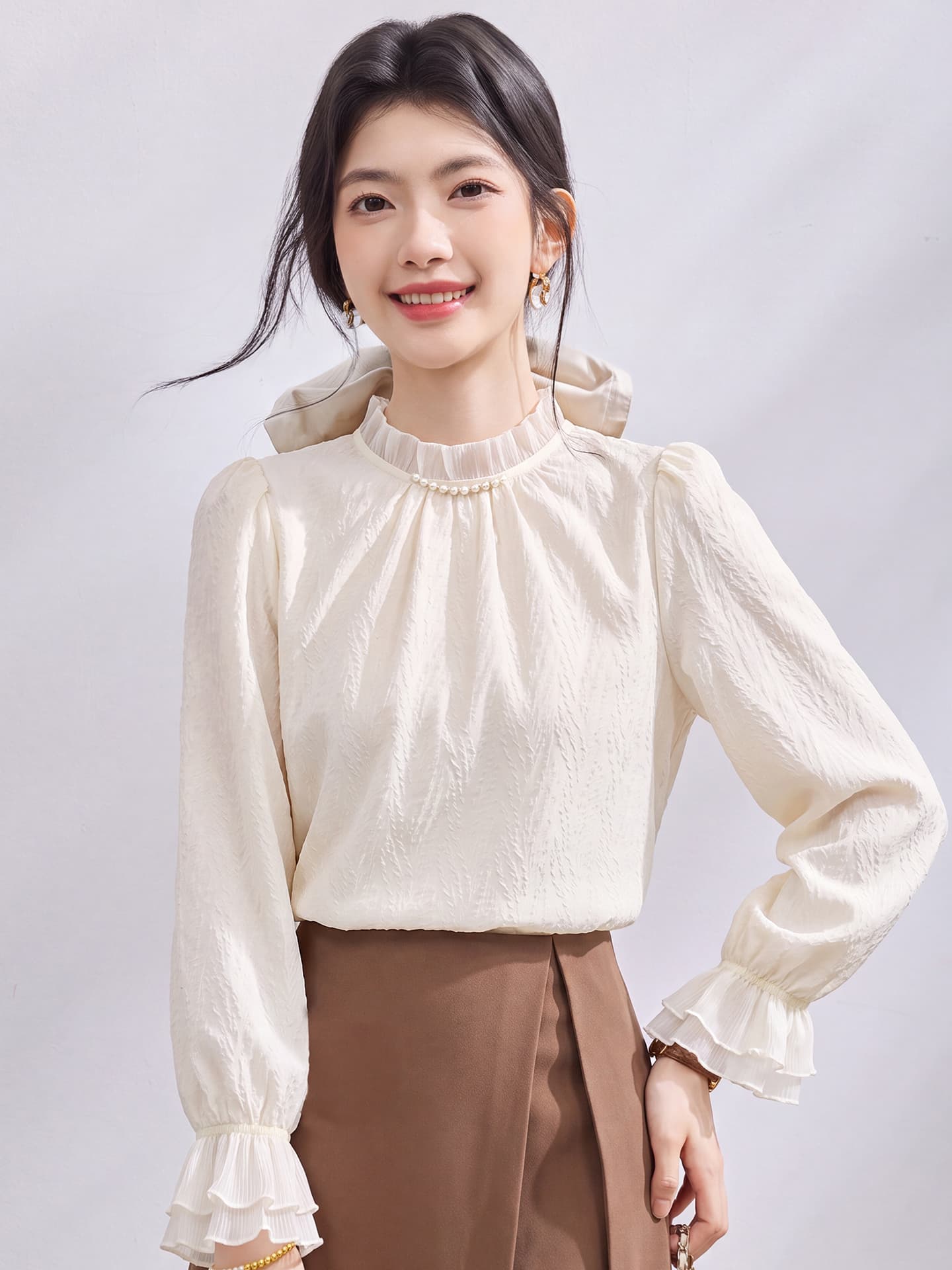 있음 선적 실사 2026 가을 새로운 한국 스타일 다용도 긴팔 캐주얼 셔츠 여성 셔츠